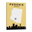 Phoenix, Arizona - Mapas de amor de la ciudad 66 - Emiliano Deificus | Cuadro decorativo de Canvas Lab