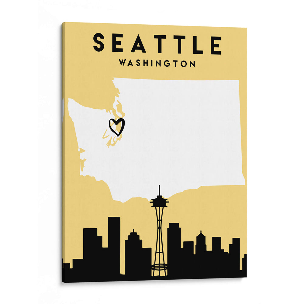 Seattle, Washington - Mapas de amor de la ciudad 78 - Emiliano Deificus | Cuadro decorativo de Canvas Lab