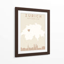 Zurich - Mapas del corazón de la ciudad 95 - Emiliano Deificus | Cuadro decorativo de Canvas Lab