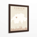 Zurich - Mapas del corazón de la ciudad 95 - Emiliano Deificus | Cuadro decorativo de Canvas Lab
