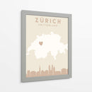 Zurich - Mapas del corazón de la ciudad 95 - Emiliano Deificus | Cuadro decorativo de Canvas Lab