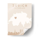 Zurich - Mapas del corazón de la ciudad 95 - Emiliano Deificus | Cuadro decorativo de Canvas Lab