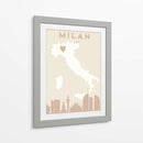 Milan - Mapas del corazón de la ciudad 54 - Emiliano Deificus | Cuadro decorativo de Canvas Lab