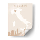 Milan - Mapas del corazón de la ciudad 54 - Emiliano Deificus | Cuadro decorativo de Canvas Lab