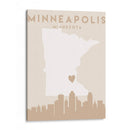 Minneapolis - Mapas del corazón de la ciudad 55 - Emiliano Deificus | Cuadro decorativo de Canvas Lab