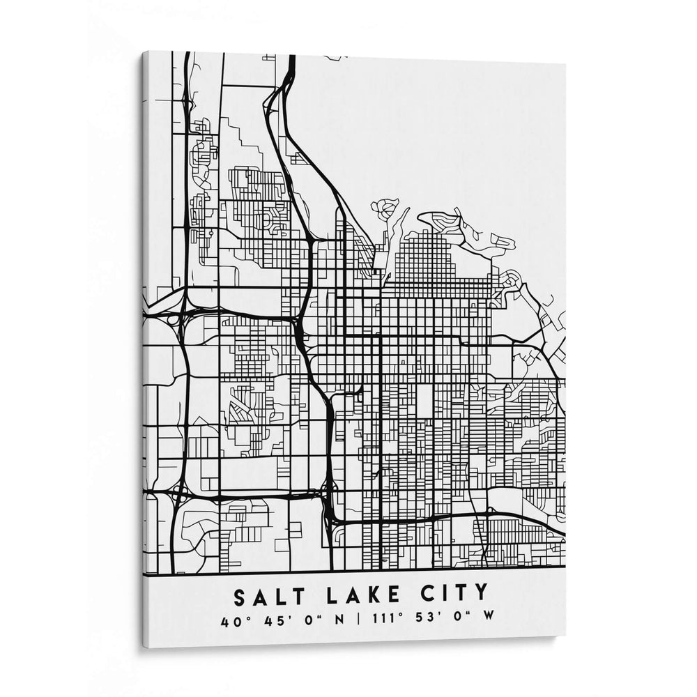 Salt Lake City - Mapas negros 73 - Emiliano Deificus | Cuadro decorativo de Canvas Lab