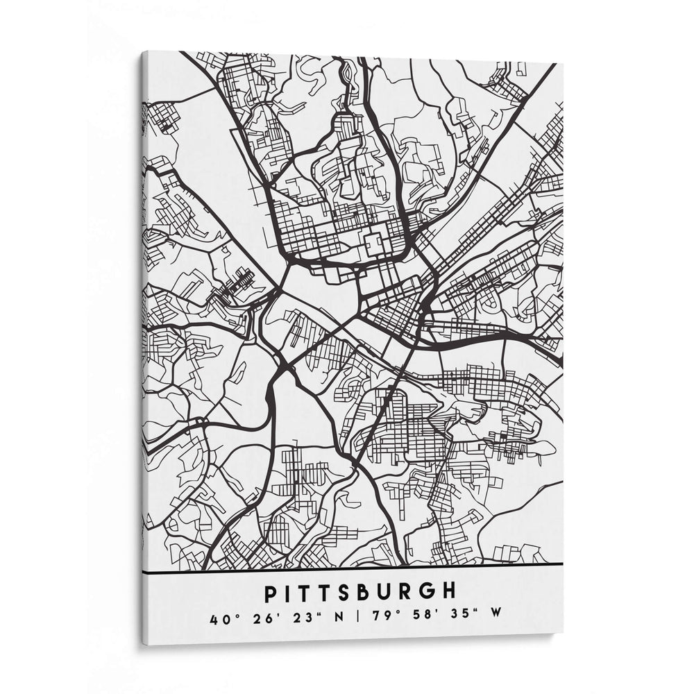 Pittsburgh - Mapas negros 67 - Emiliano Deificus | Cuadro decorativo de Canvas Lab
