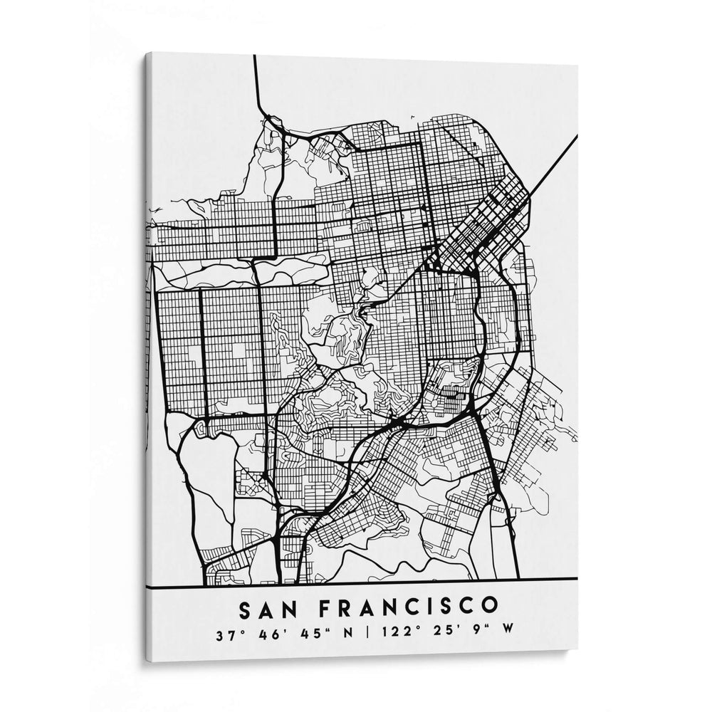 San Francisco - Mapas negros 75 - Emiliano Deificus | Cuadro decorativo de Canvas Lab