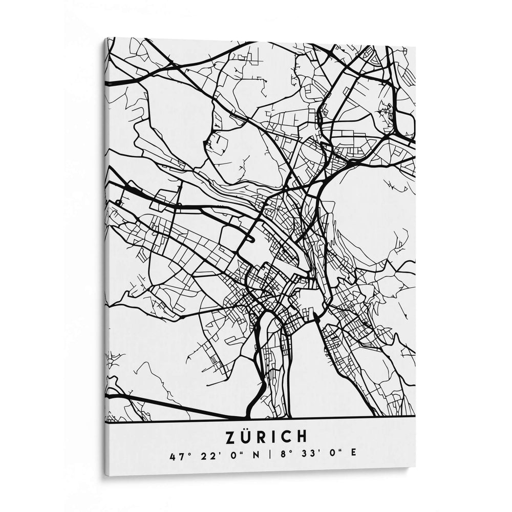 Zürich - Mapas negros 95 - Emiliano Deificus | Cuadro decorativo de Canvas Lab