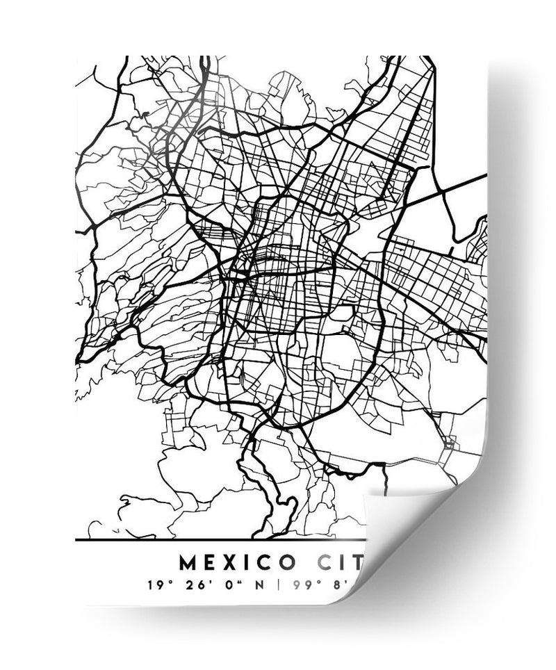 Mexico City - Mapas negros 52 - Emiliano Deificus | Cuadro decorativo de Canvas Lab
