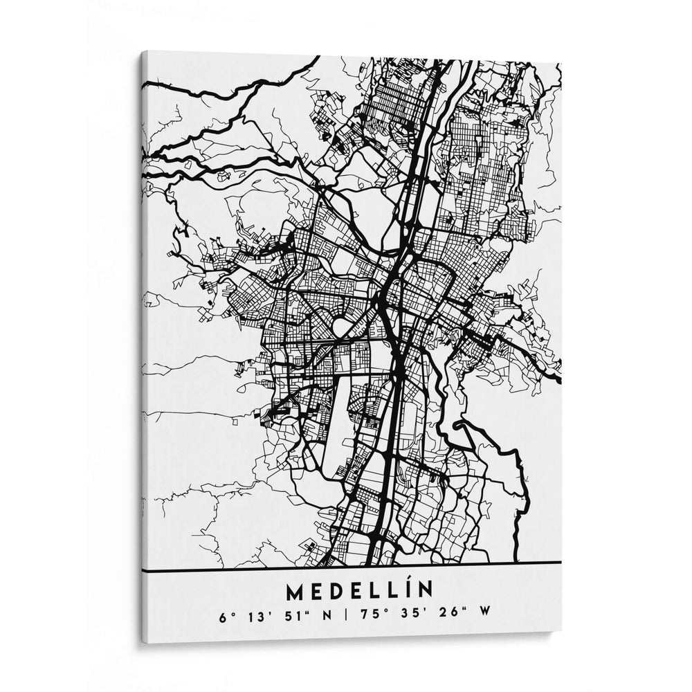 Medellín - Mapas negros 49 - Emiliano Deificus | Cuadro decorativo de Canvas Lab