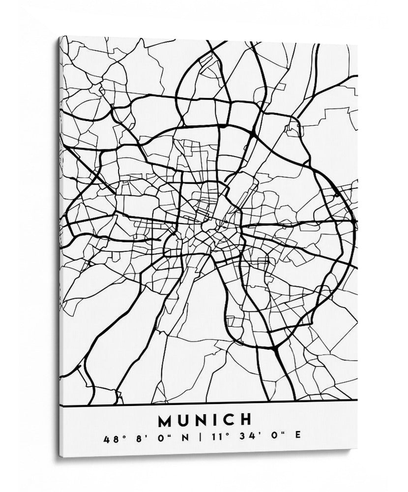 Munich - Mapas negros 57 - Emiliano Deificus | Cuadro decorativo de Canvas Lab