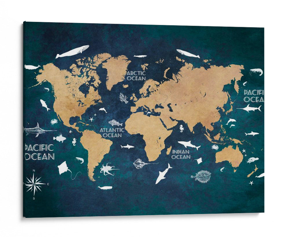 Mapa mundial 3 - Justyna Jaszke | Cuadro decorativo de Canvas Lab