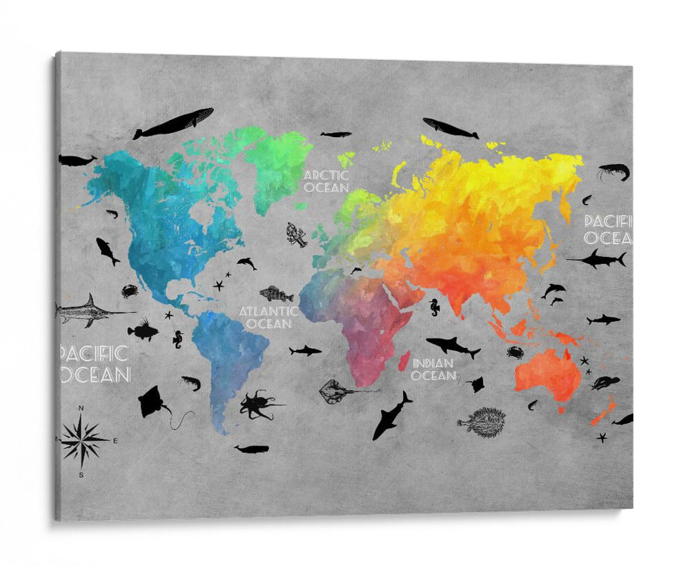 Mapa mundial 7 - Justyna Jaszke | Cuadro decorativo de Canvas Lab