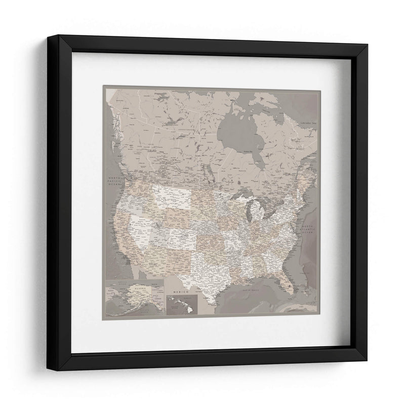 Mapa muy detallado de los Estados Unidos Davey II - Rosana Laiz Blursbyai | Cuadro decorativo de Canvas Lab