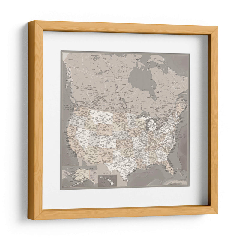 Mapa muy detallado de los Estados Unidos Davey II - Rosana Laiz Blursbyai | Cuadro decorativo de Canvas Lab