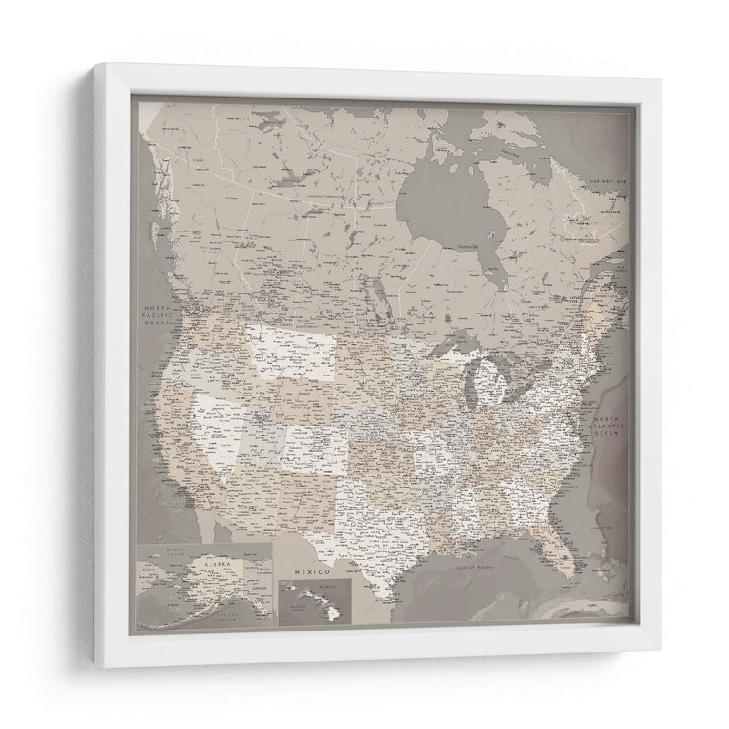 Mapa muy detallado de los Estados Unidos Davey II - Rosana Laiz Blursbyai | Cuadro decorativo de Canvas Lab