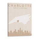 Charlotte - Mapas del corazón de la ciudad 20 - Emiliano Deificus | Cuadro decorativo de Canvas Lab