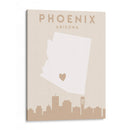 Phoenix - Mapas del corazón de la ciudad 66 - Emiliano Deificus | Cuadro decorativo de Canvas Lab