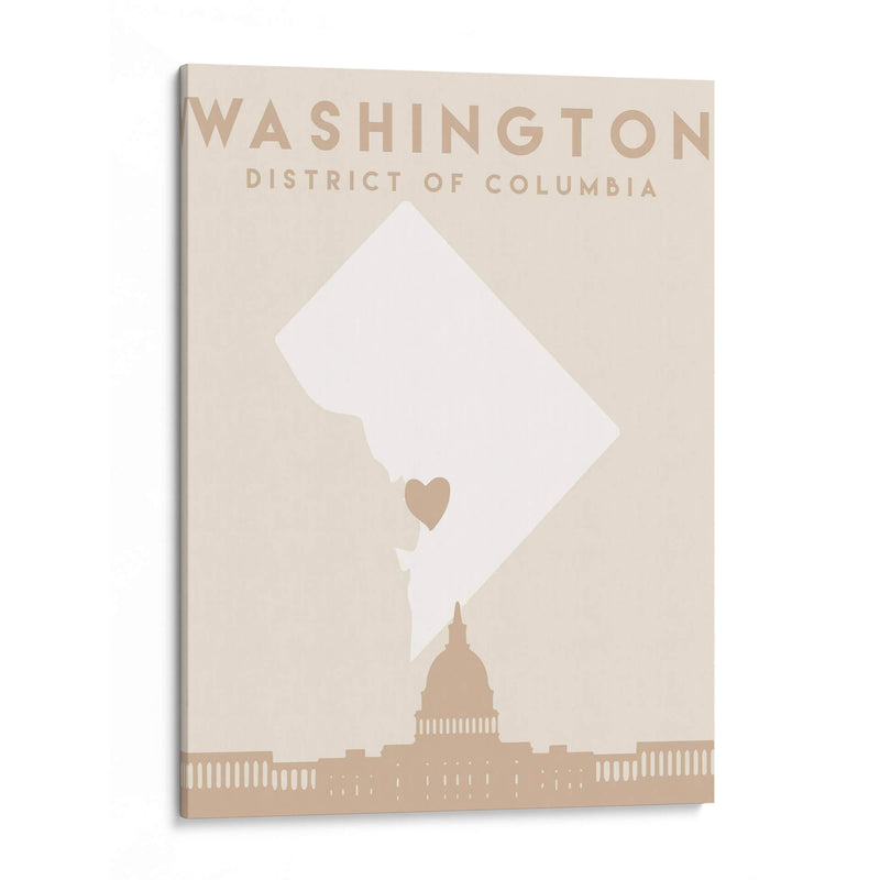 Washington - Mapas del corazón de la ciudad 93 - Emiliano Deificus | Cuadro decorativo de Canvas Lab