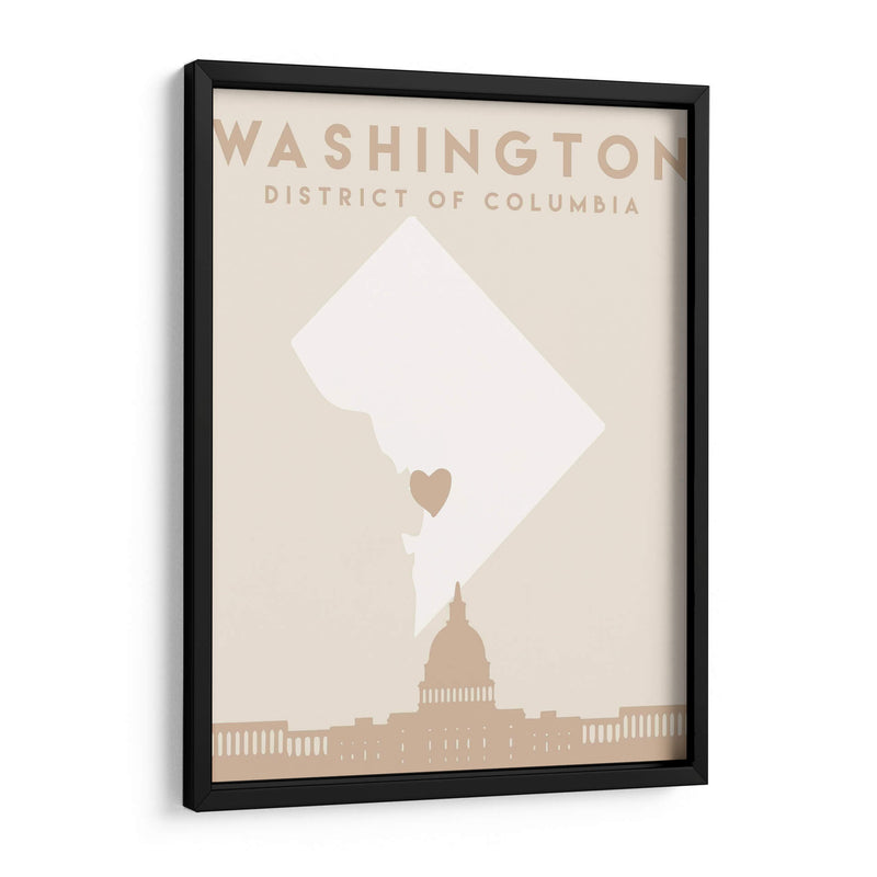 Washington - Mapas del corazón de la ciudad 93 - Emiliano Deificus | Cuadro decorativo de Canvas Lab
