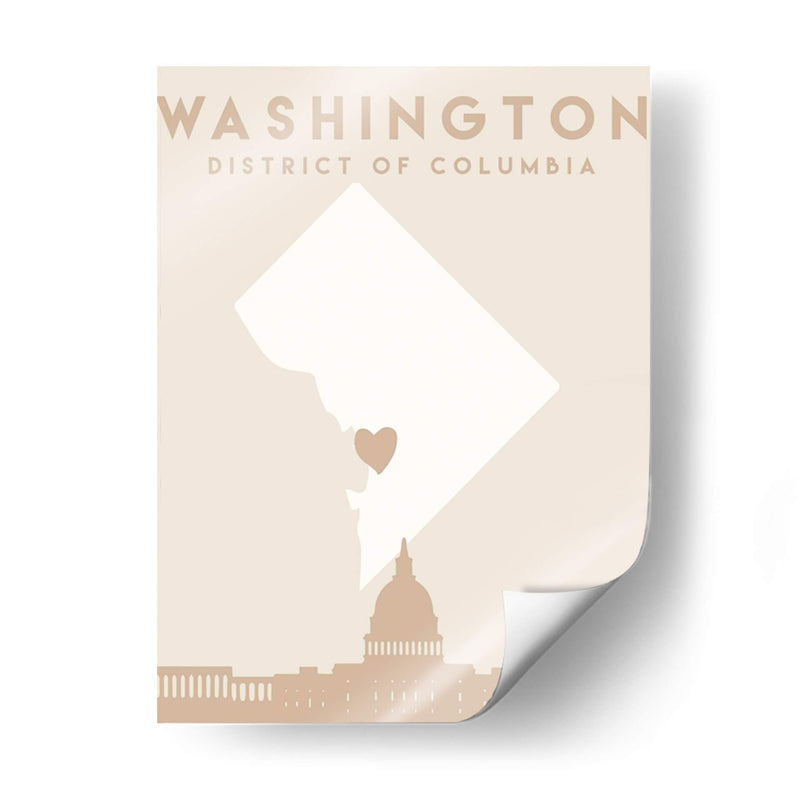 Washington - Mapas del corazón de la ciudad 93 - Emiliano Deificus | Cuadro decorativo de Canvas Lab