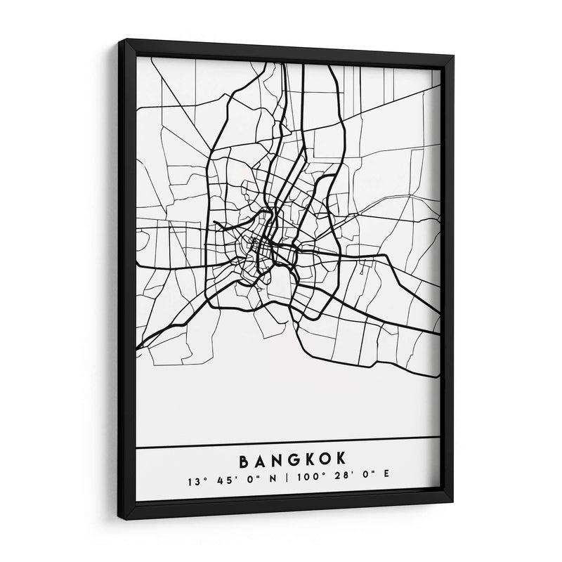 Bangkok - Mapas negros 08 - Emiliano Deificus | Cuadro decorativo de Canvas Lab