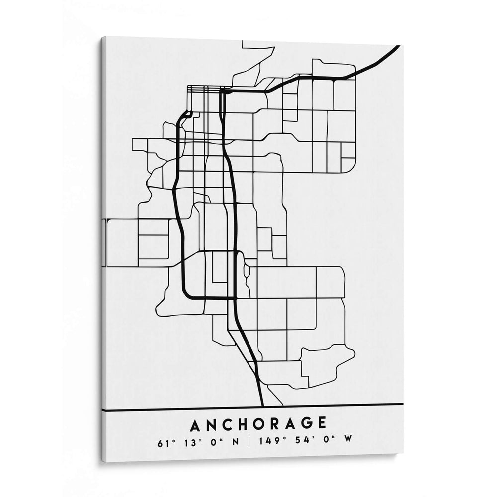 Anchorage - Mapas negros 04 - Emiliano Deificus | Cuadro decorativo de Canvas Lab