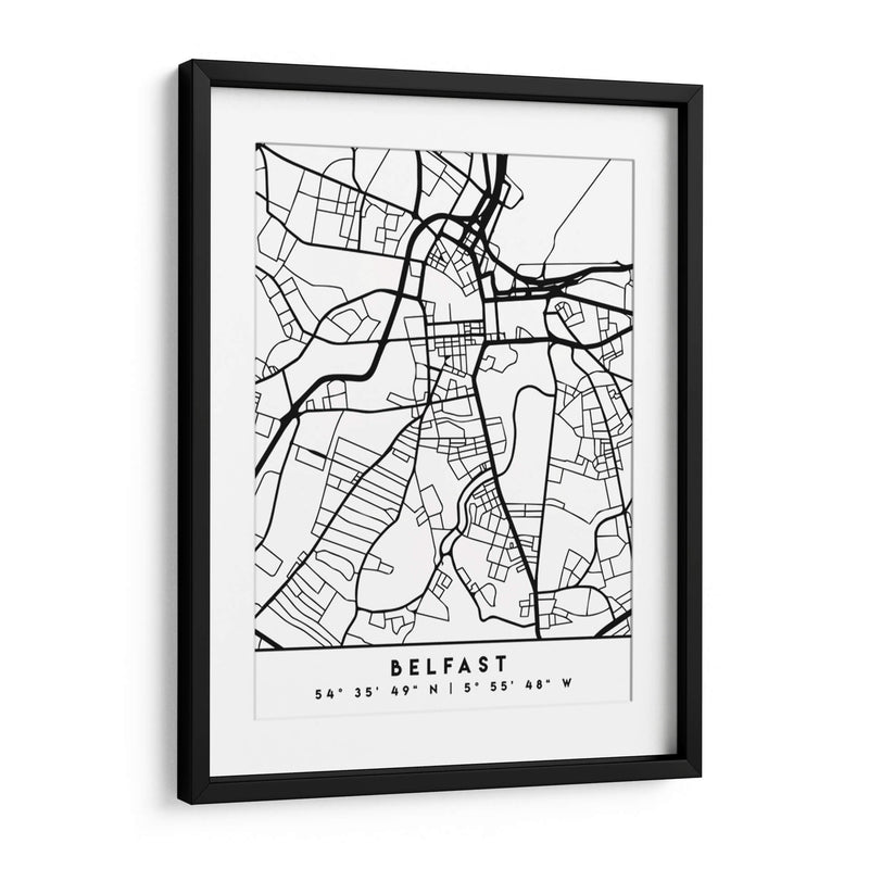 Belfast - Mapas negros 12 - Emiliano Deificus | Cuadro decorativo de Canvas Lab