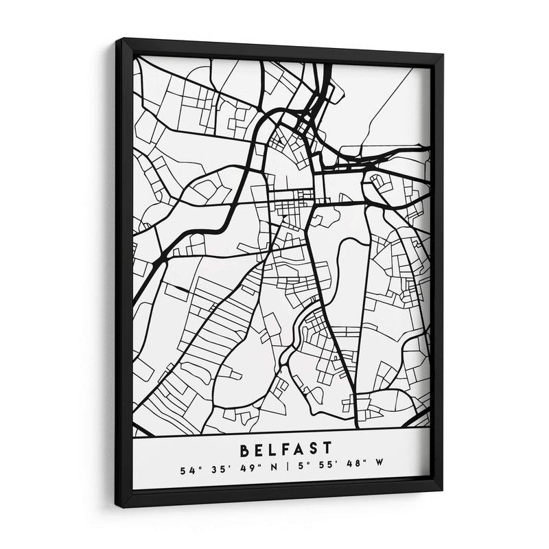 Belfast - Mapas negros 12 - Emiliano Deificus | Cuadro decorativo de Canvas Lab