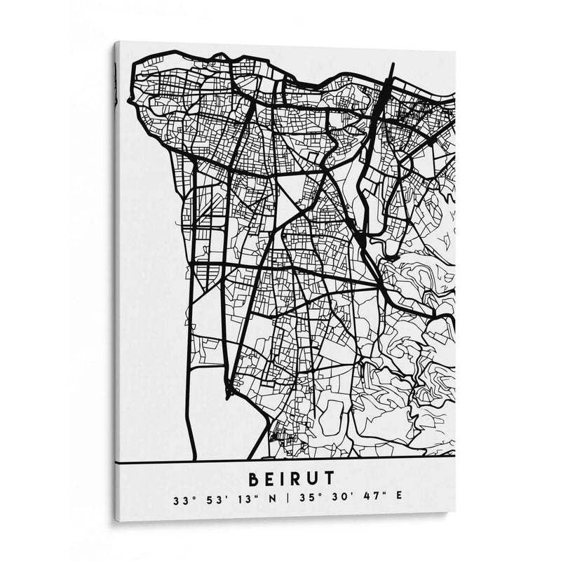 Beirut - Mapas negros 11 - Emiliano Deificus | Cuadro decorativo de Canvas Lab