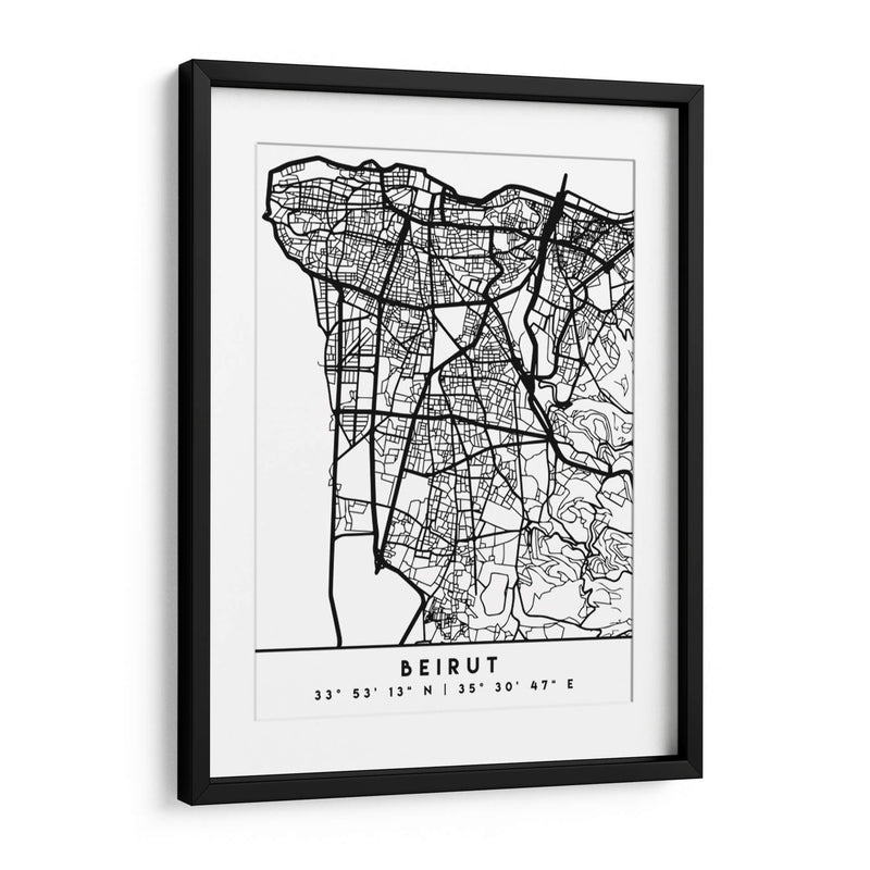 Beirut - Mapas negros 11 - Emiliano Deificus | Cuadro decorativo de Canvas Lab