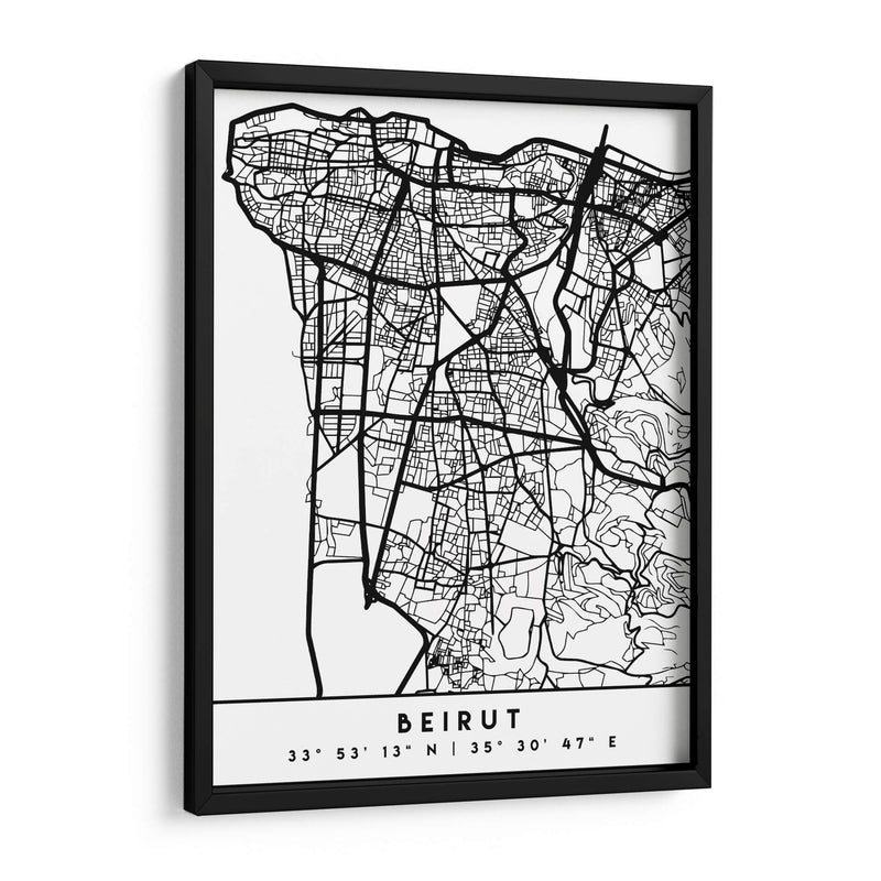 Beirut - Mapas negros 11 - Emiliano Deificus | Cuadro decorativo de Canvas Lab