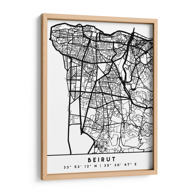 Beirut - Mapas negros 11 - Emiliano Deificus | Cuadro decorativo de Canvas Lab