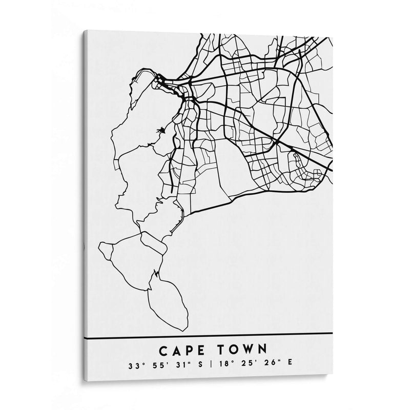 Cape Town - Mapas negros 18 - Emiliano Deificus | Cuadro decorativo de Canvas Lab