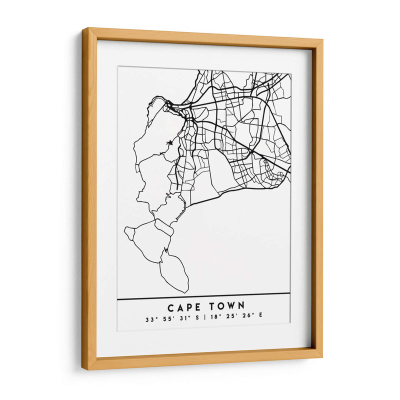 Cape Town - Mapas negros 18 - Emiliano Deificus | Cuadro decorativo de Canvas Lab