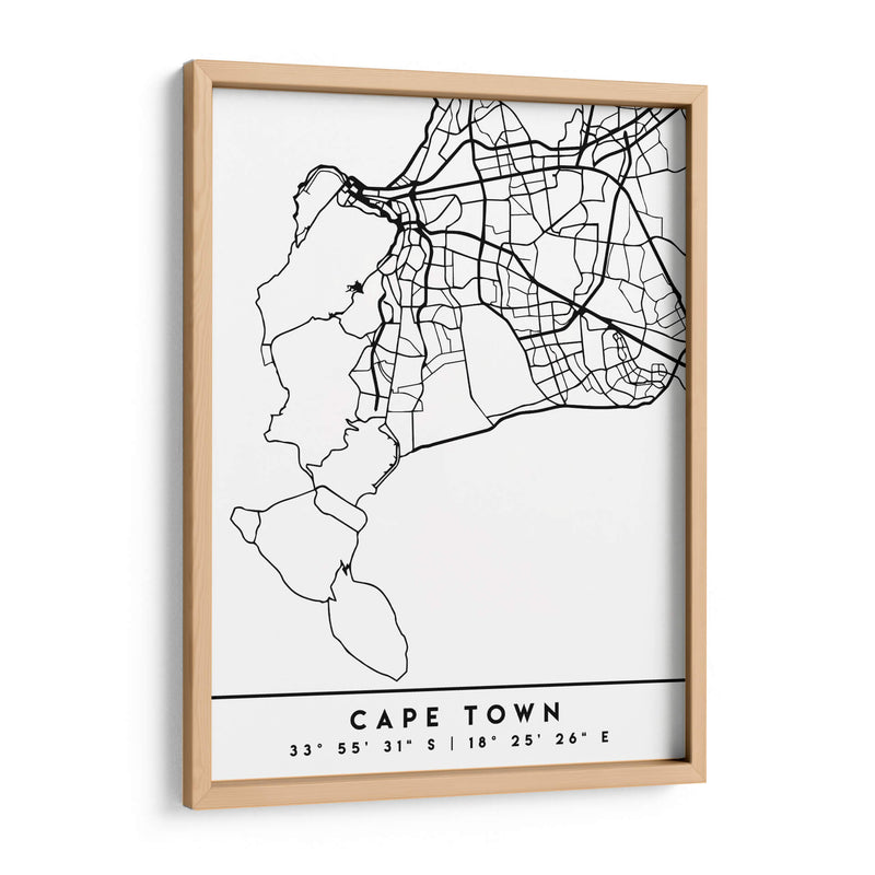 Cape Town - Mapas negros 18 - Emiliano Deificus | Cuadro decorativo de Canvas Lab