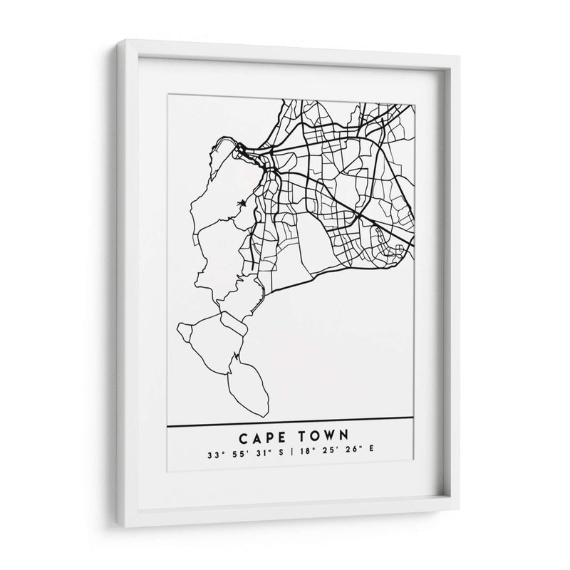 Cape Town - Mapas negros 18 - Emiliano Deificus | Cuadro decorativo de Canvas Lab