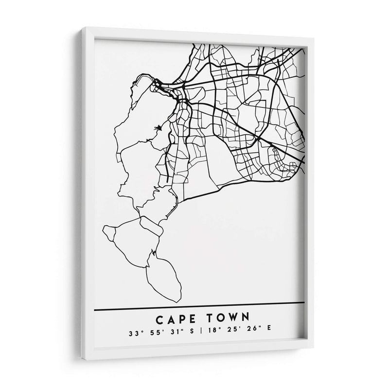 Cape Town - Mapas negros 18 - Emiliano Deificus | Cuadro decorativo de Canvas Lab