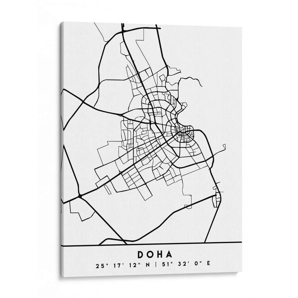 Doha - Mapas negros 26 - Emiliano Deificus | Cuadro decorativo de Canvas Lab