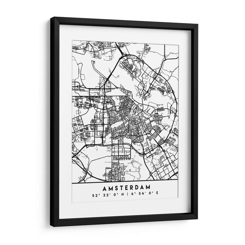 Amsterdam - Mapas negros 03 - Emiliano Deificus | Cuadro decorativo de Canvas Lab