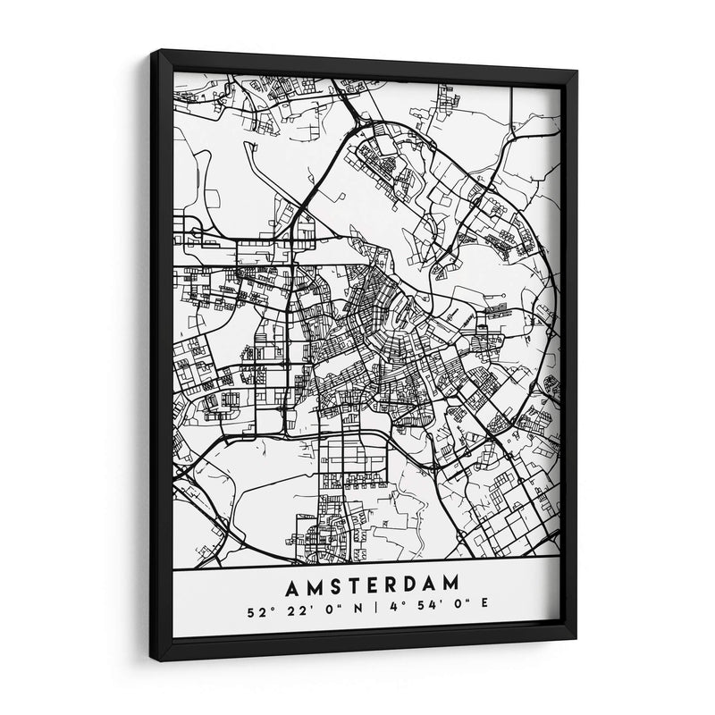 Amsterdam - Mapas negros 03 - Emiliano Deificus | Cuadro decorativo de Canvas Lab