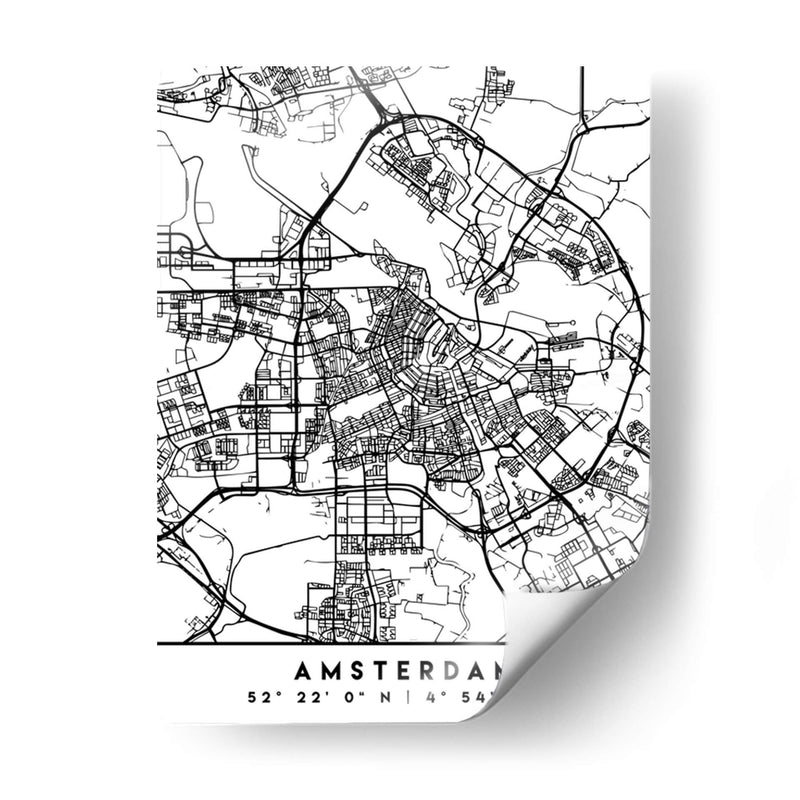 Amsterdam - Mapas negros 03 - Emiliano Deificus | Cuadro decorativo de Canvas Lab