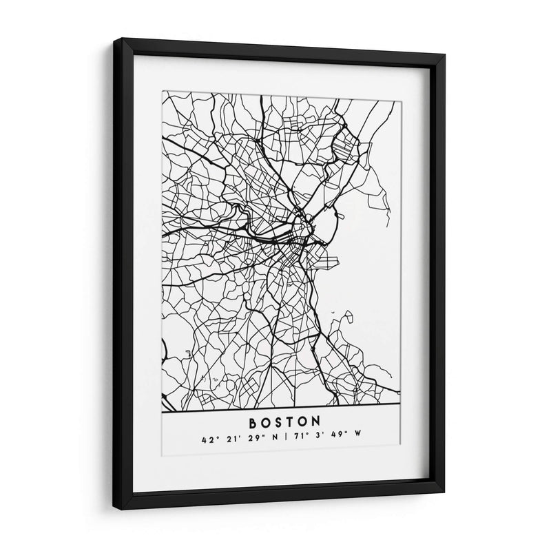 Boston - Mapas negros 16 - Emiliano Deificus | Cuadro decorativo de Canvas Lab