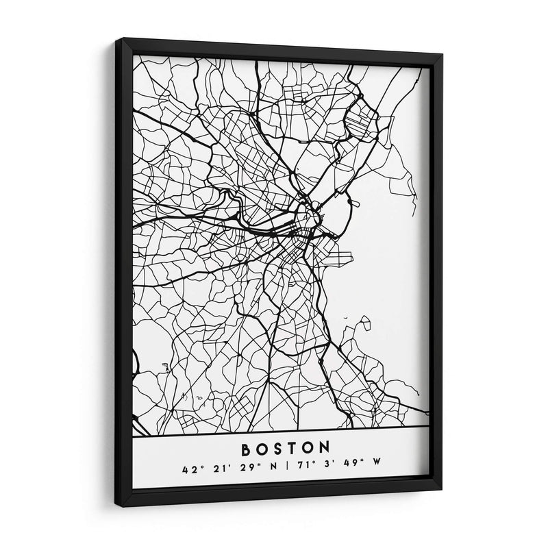 Boston - Mapas negros 16 - Emiliano Deificus | Cuadro decorativo de Canvas Lab