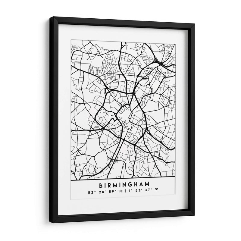 Birmingham - Mapas negros 14 - Emiliano Deificus | Cuadro decorativo de Canvas Lab
