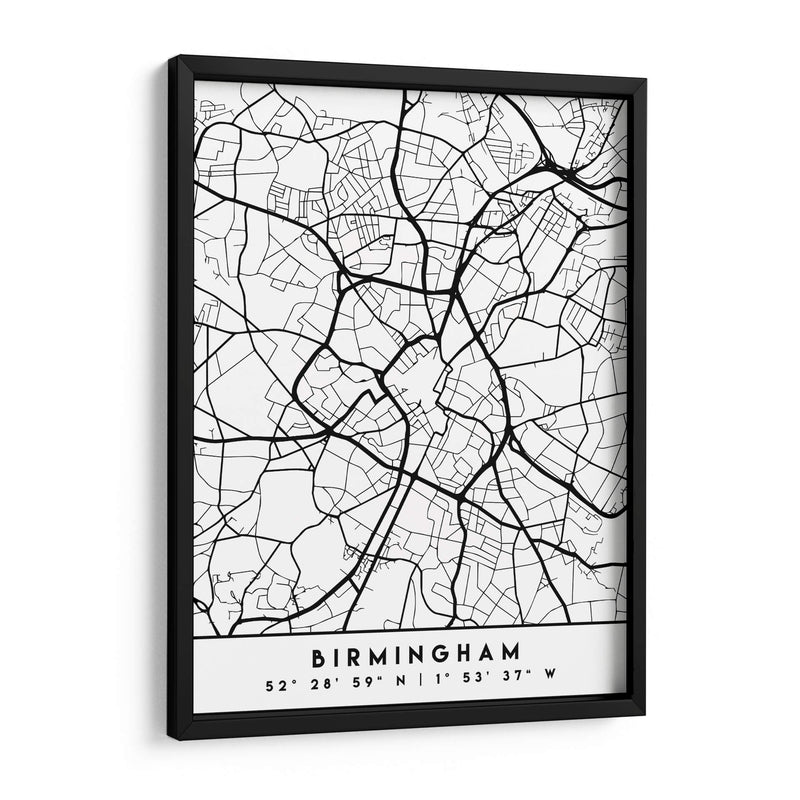 Birmingham - Mapas negros 14 - Emiliano Deificus | Cuadro decorativo de Canvas Lab