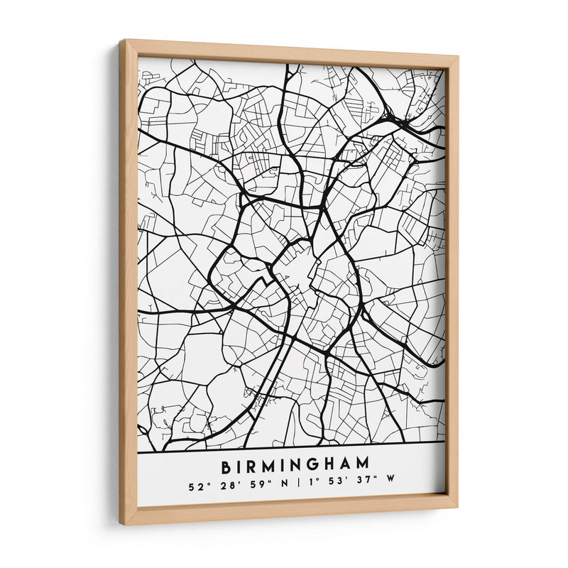 Birmingham - Mapas negros 14 - Emiliano Deificus | Cuadro decorativo de Canvas Lab