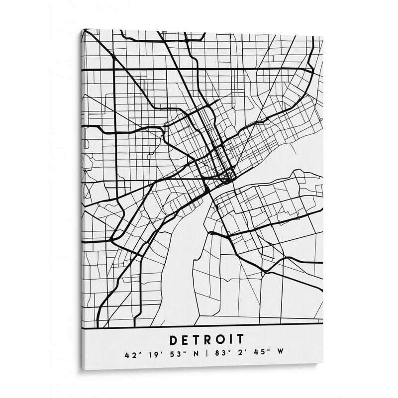 Detroit - Mapas negros 25 - Emiliano Deificus | Cuadro decorativo de Canvas Lab