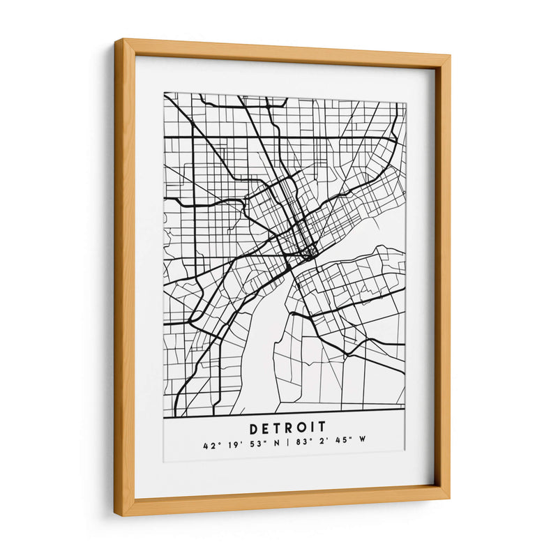 Detroit - Mapas negros 25 - Emiliano Deificus | Cuadro decorativo de Canvas Lab